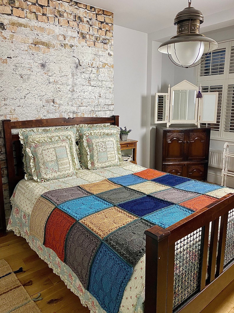 Mosaic Square Blanket Knitting Pattern