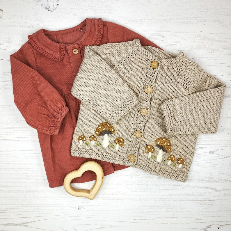 Mushroom Baby Cardigan Knitting Pattern