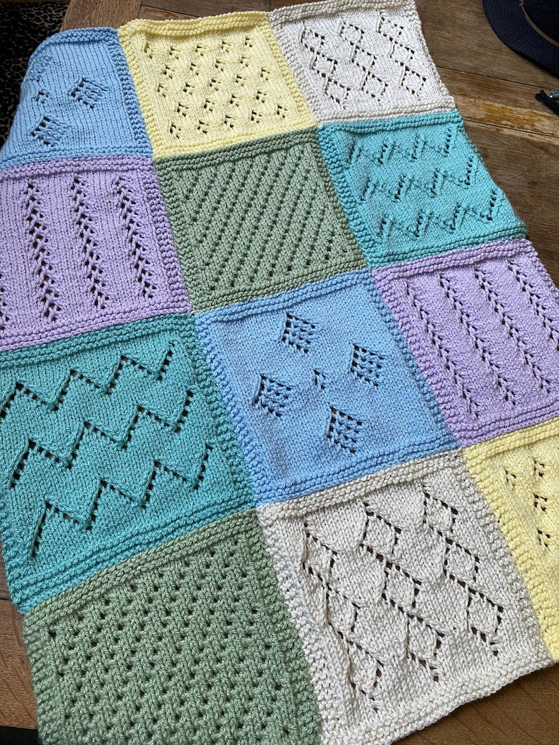 Soft Squares Blanket Knitting Pattern