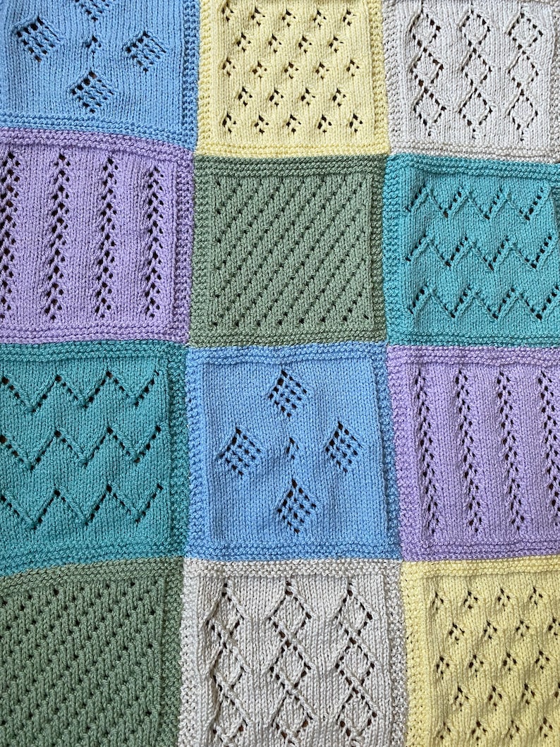 Soft Squares Blanket Knitting Pattern