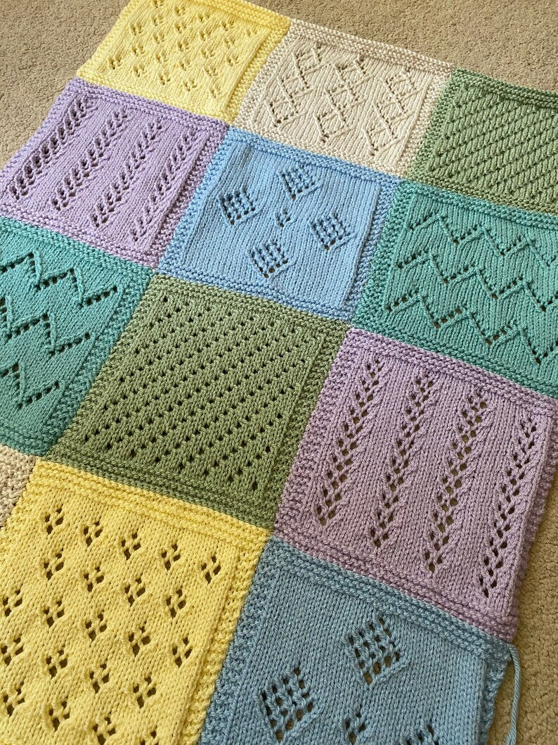 Soft Squares Blanket Knitting Pattern