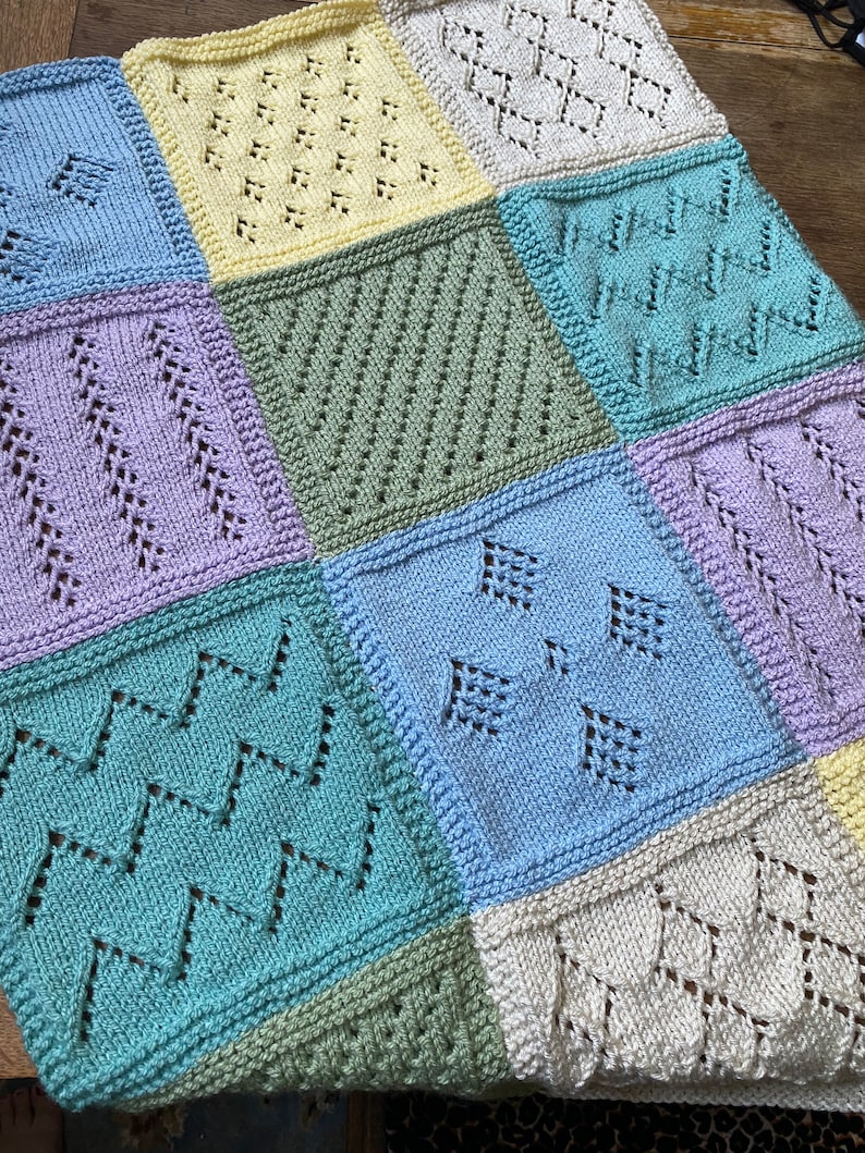Soft Squares Blanket Knitting Pattern