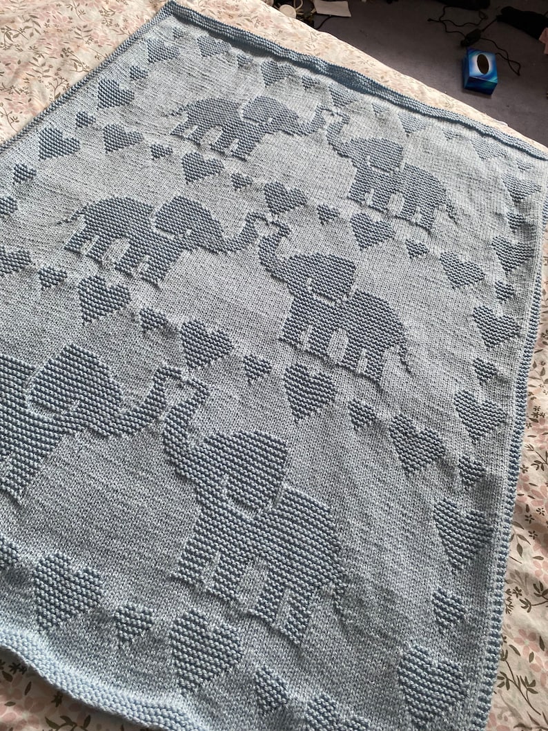 Loved Elephants Blanket Knitting Pattern