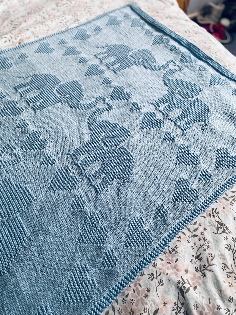 Loved Elephants Blanket Knitting Pattern