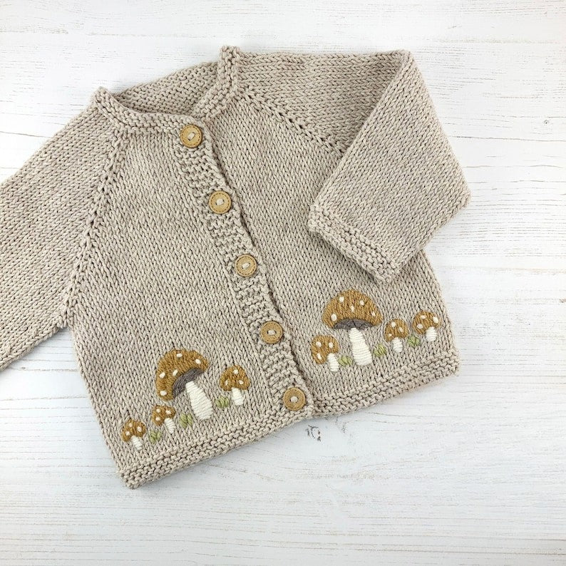 Mushroom Baby Cardigan Knitting Pattern