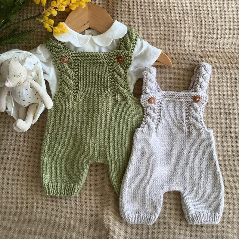 Olive Overalls Knitting Pattern