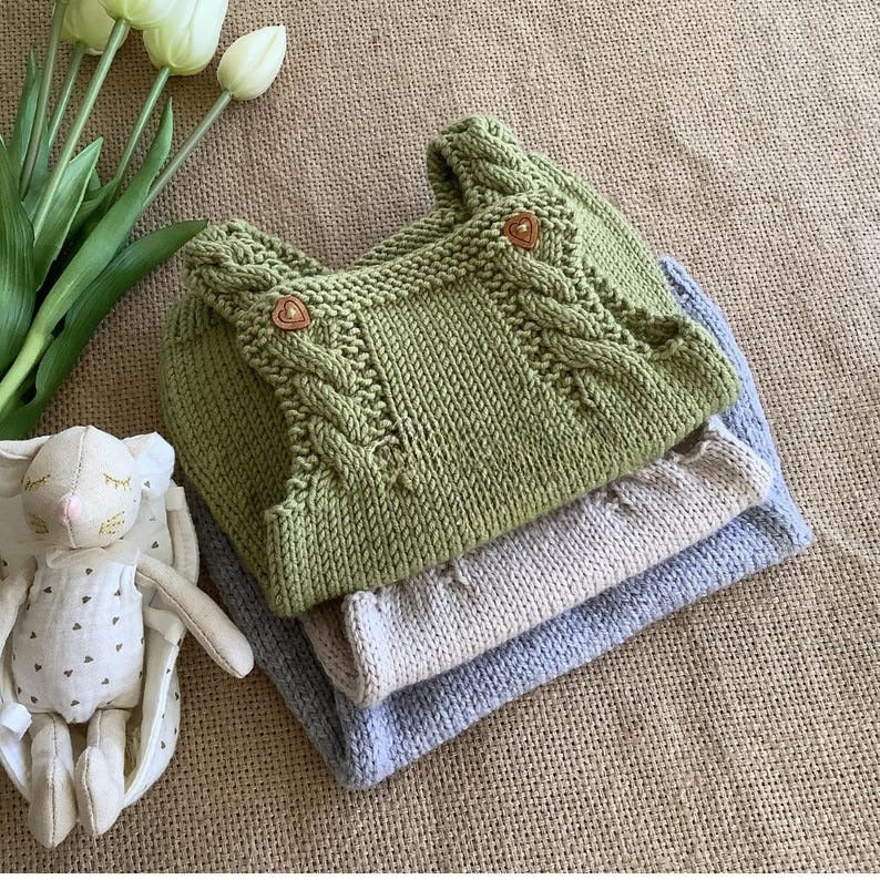 Olive Overalls Knitting Pattern