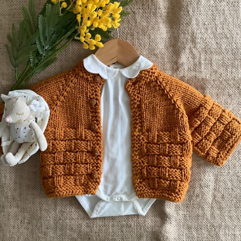 Golden Waffle Cardigan Knitting Pattern