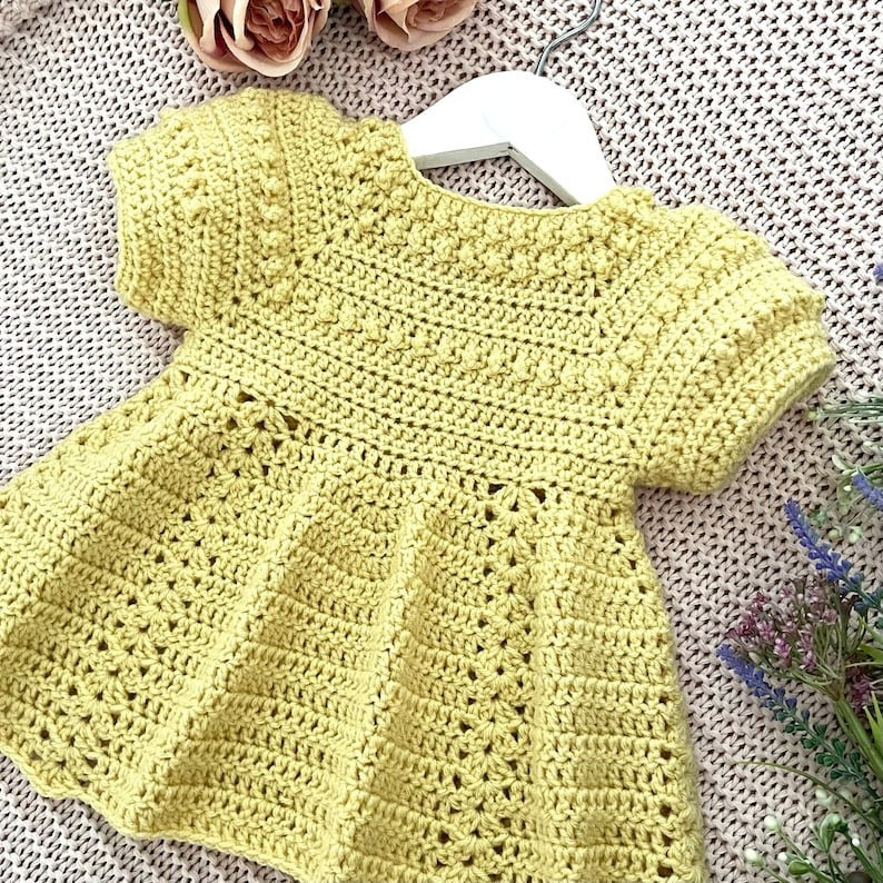 Golden Baby Dress Crochet Pattern