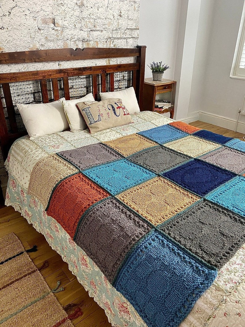 Mosaic Square Blanket Knitting Pattern