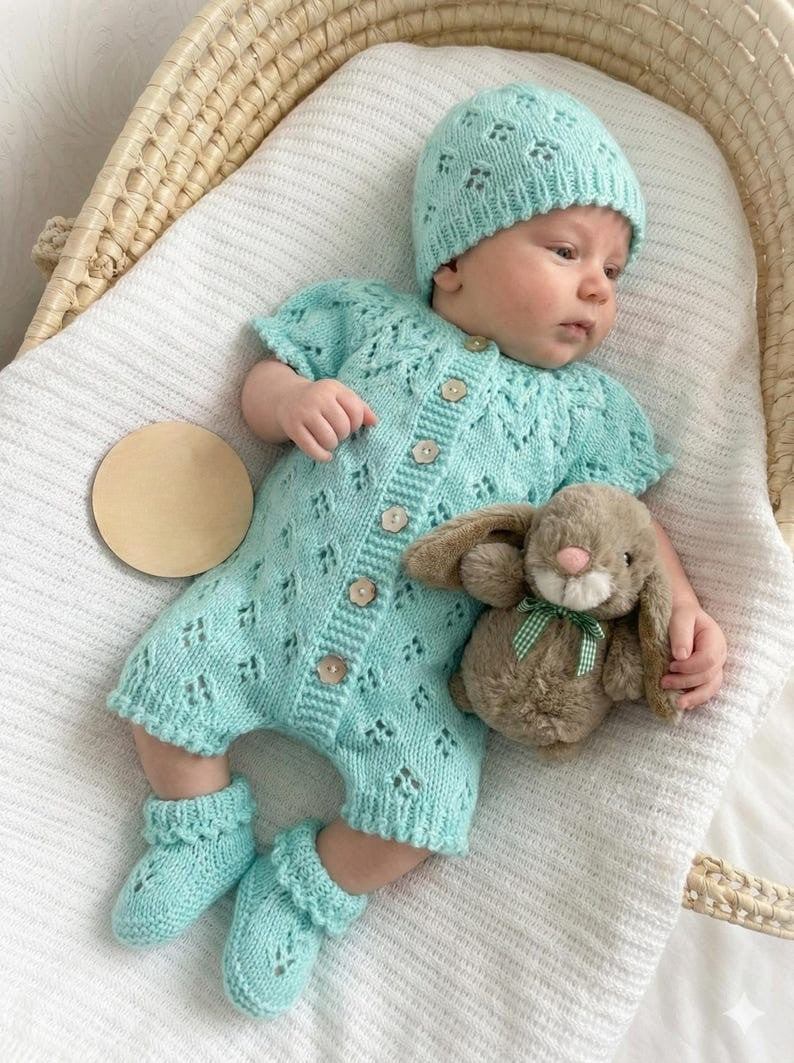White Lace Baby Set Knitting Pattern