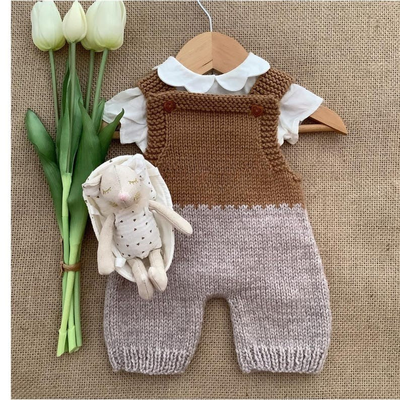 Toffee Baby Overalls Knitting Pattern