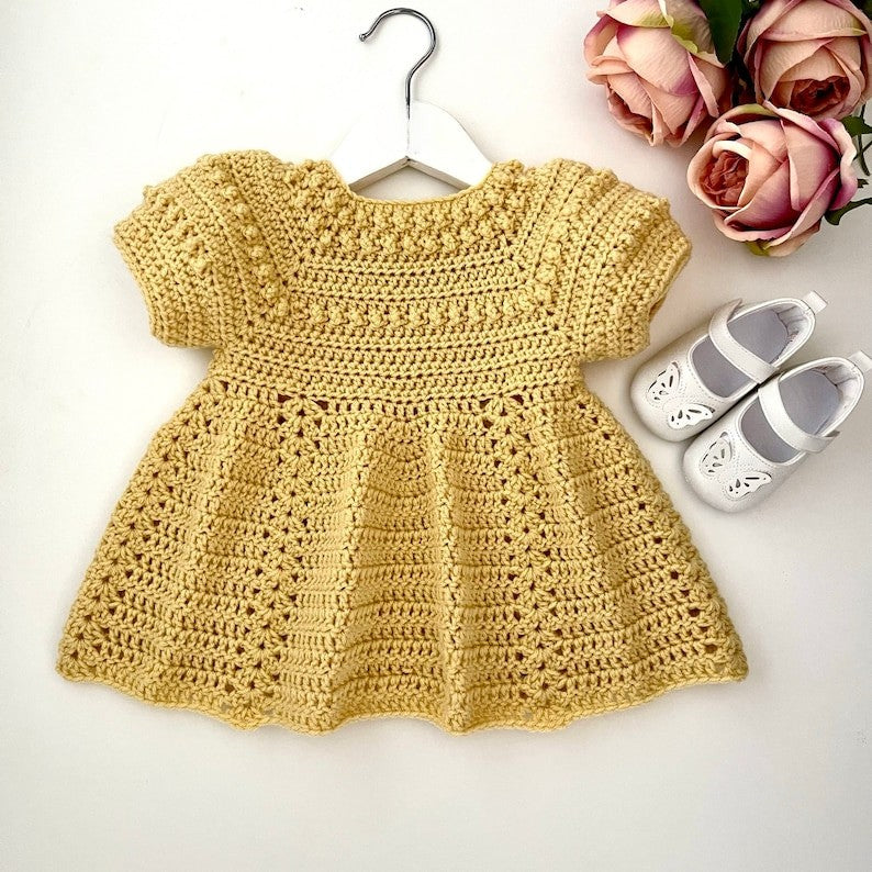 Golden Baby Dress Crochet Pattern
