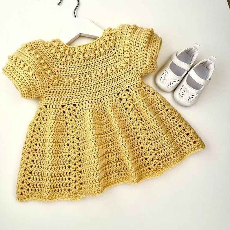 Golden Baby Dress Crochet Pattern