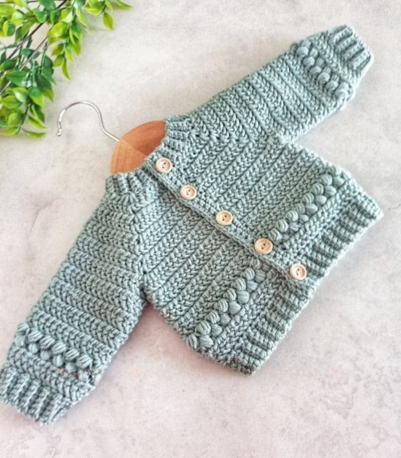 Button Baby Cardigan Crochet Pattern
