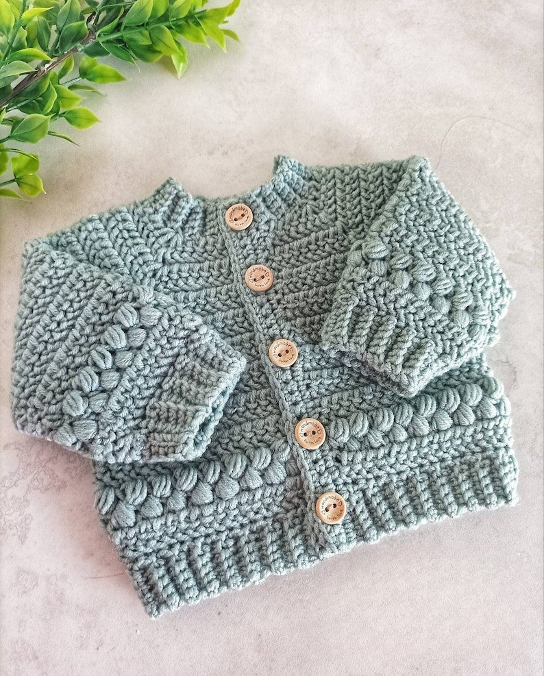 Button Baby Cardigan Crochet Pattern