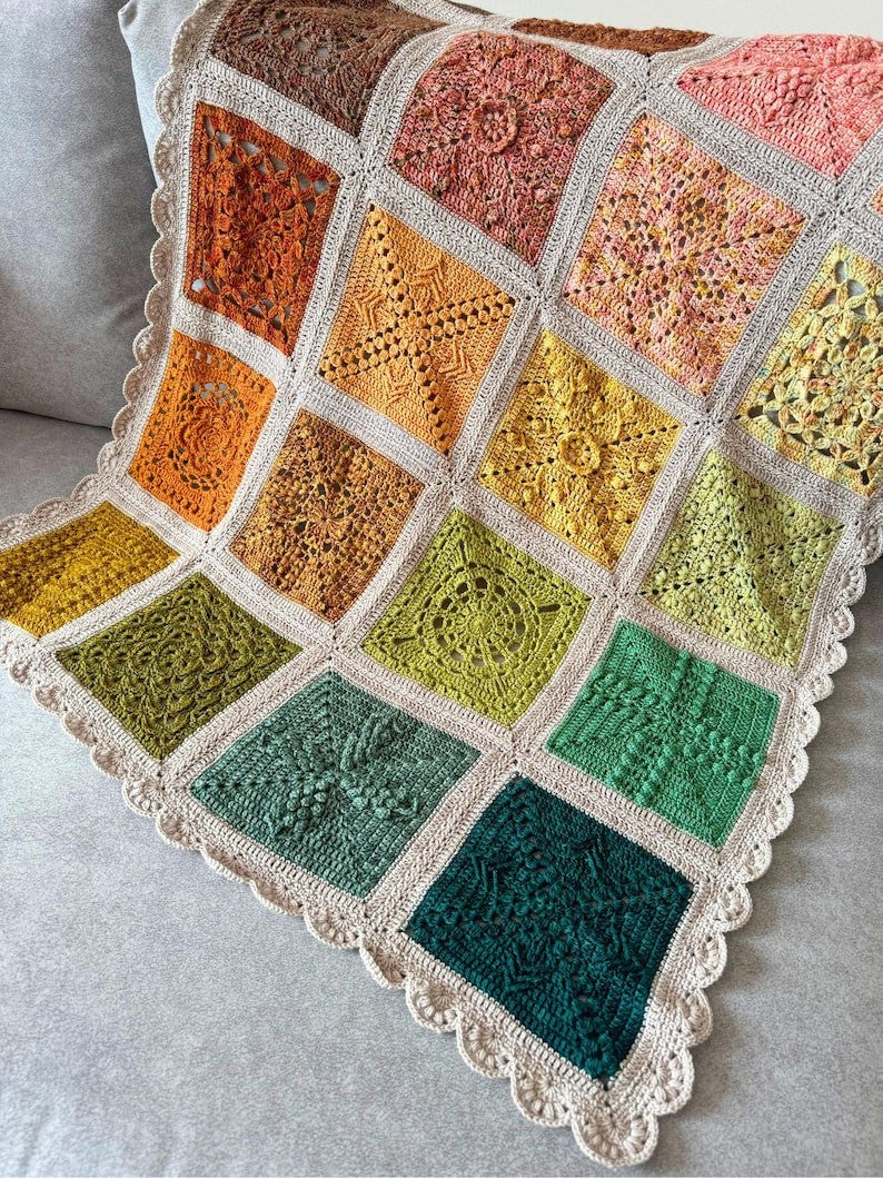 Colorful Sampler Blanket Crochet Pattern