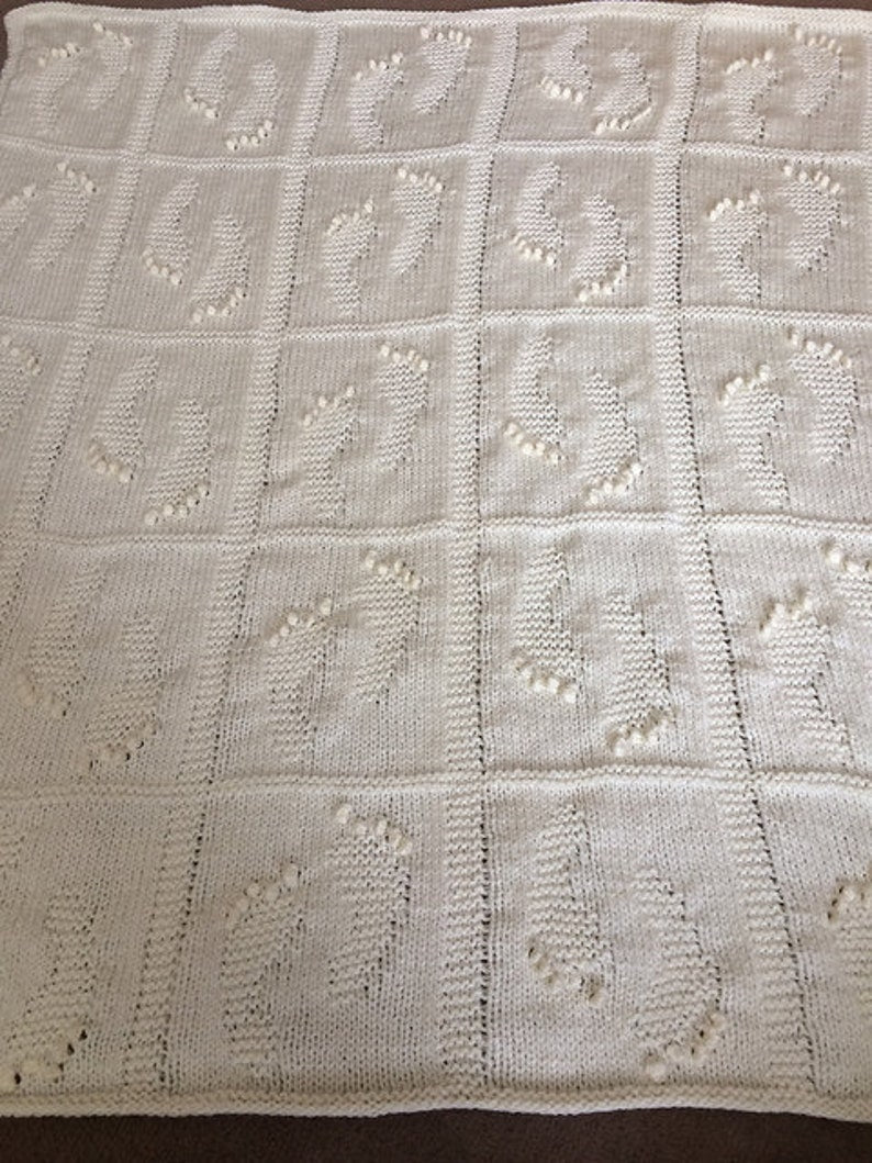 Tiny Footprints Blanket Knitting Pattern