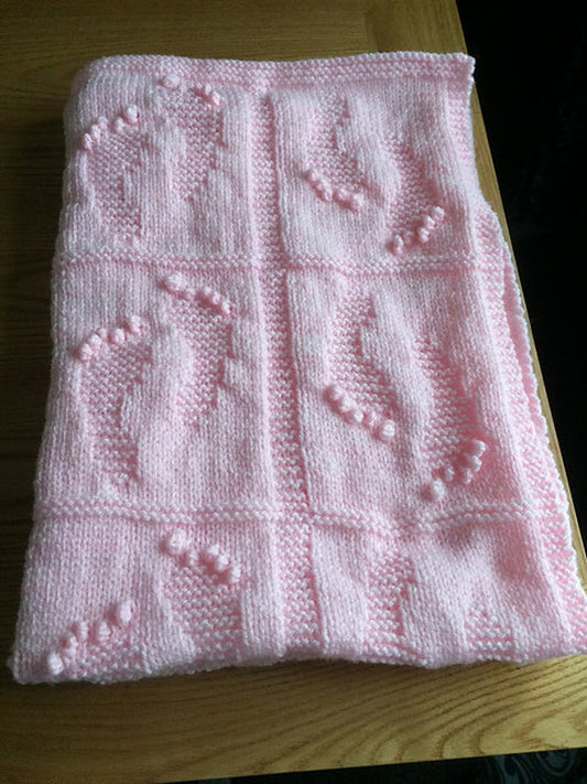 Tiny Footprints Blanket Knitting Pattern