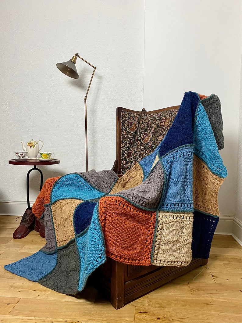 Mosaic Square Blanket Knitting Pattern