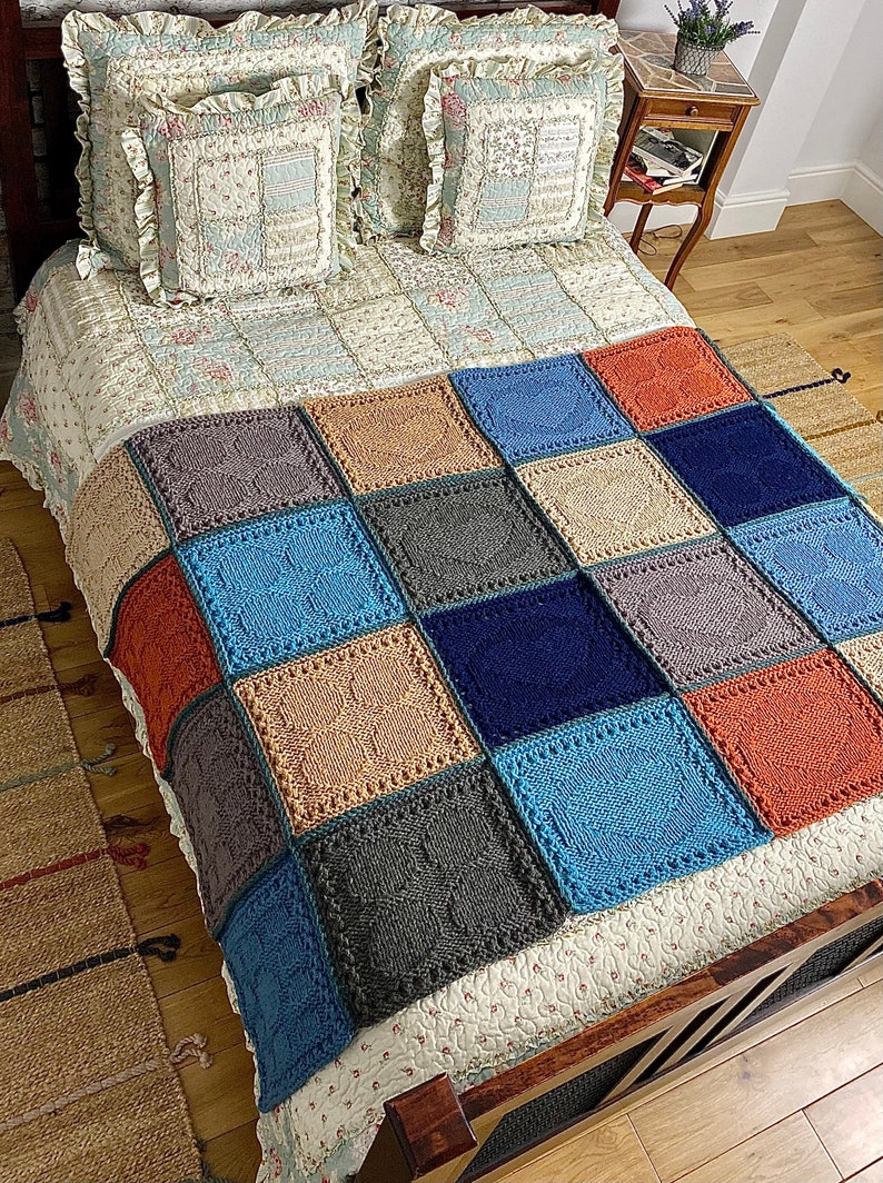 Mosaic Square Blanket Knitting Pattern
