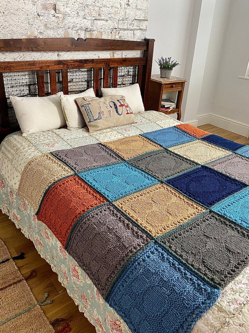 Mosaic Square Blanket Knitting Pattern