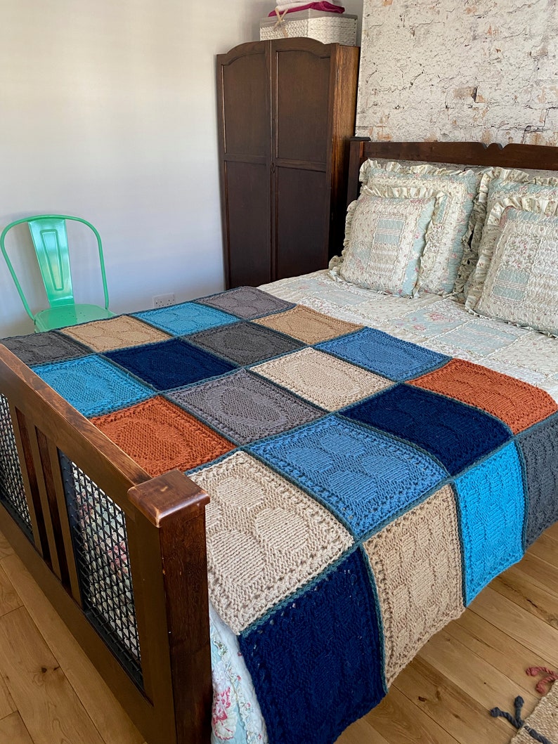 Mosaic Square Blanket Knitting Pattern