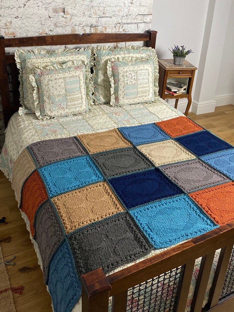 Mosaic Square Blanket Knitting Pattern