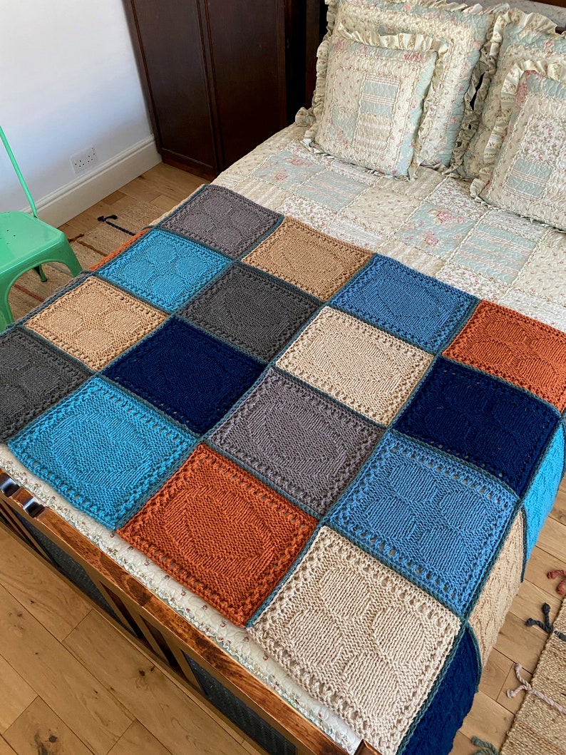 Mosaic Square Blanket Knitting Pattern