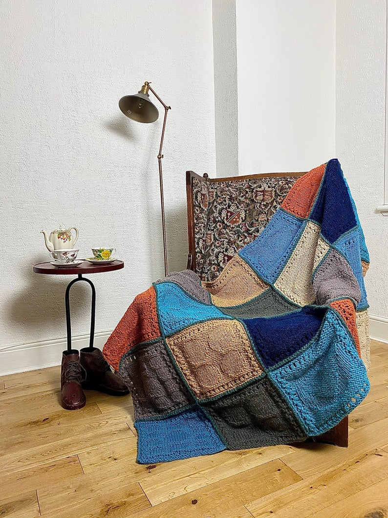 Mosaic Square Blanket Knitting Pattern