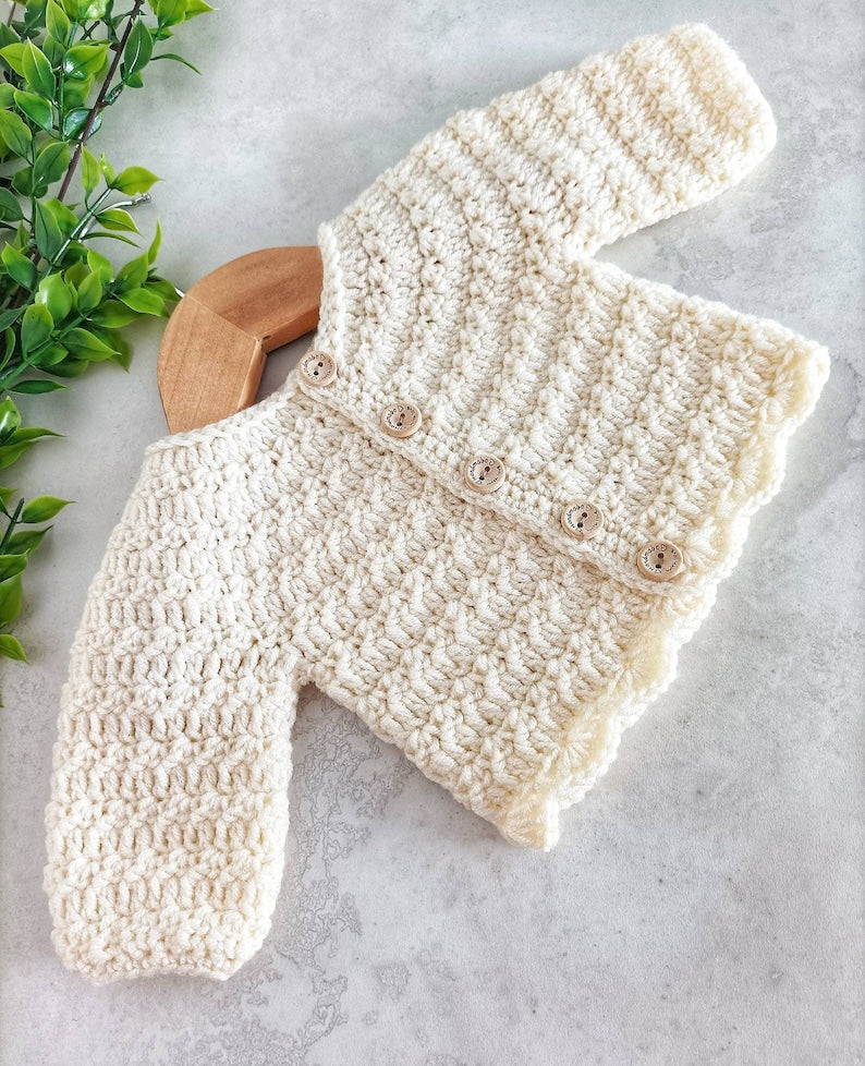 Pearl Baby Cardigan Crochet Pattern