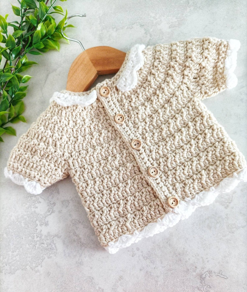 Pearl Baby Cardigan Crochet Pattern