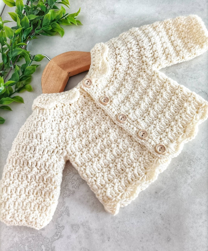 Pearl Baby Cardigan Crochet Pattern