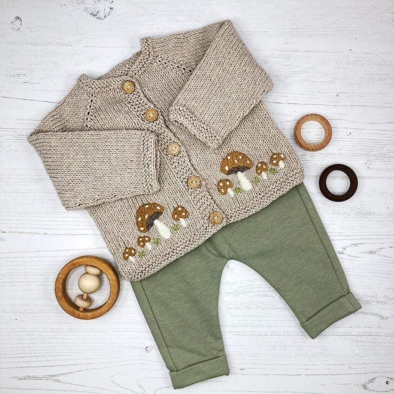 Mushroom Baby Cardigan Knitting Pattern