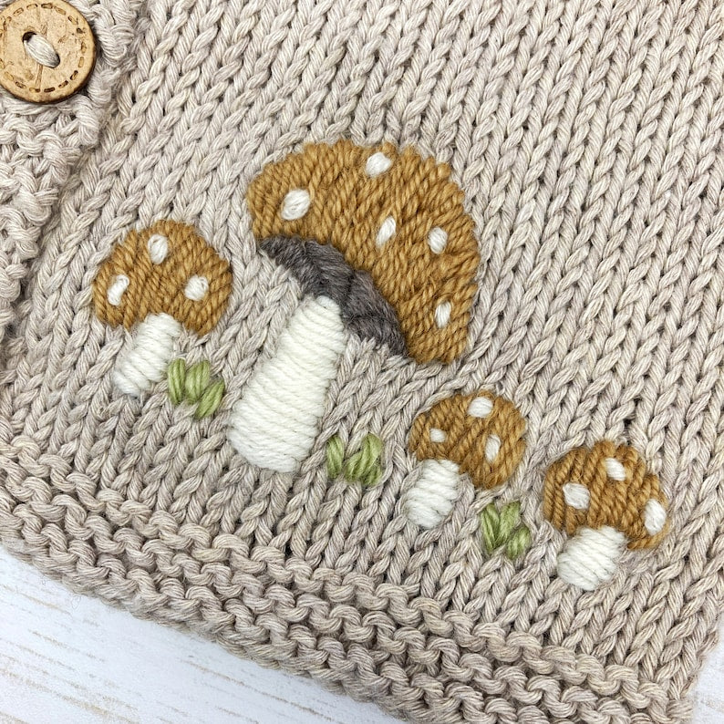 Mushroom Baby Cardigan Knitting Pattern