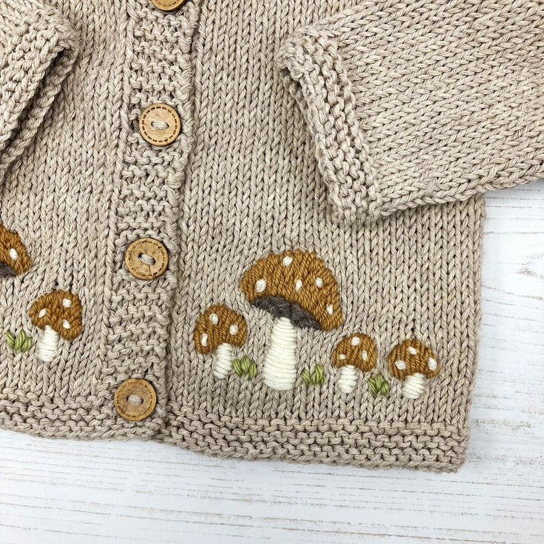 Mushroom Baby Cardigan Knitting Pattern