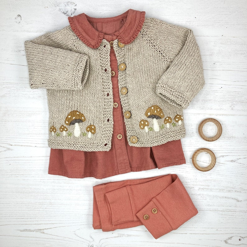 Mushroom Baby Cardigan Knitting Pattern