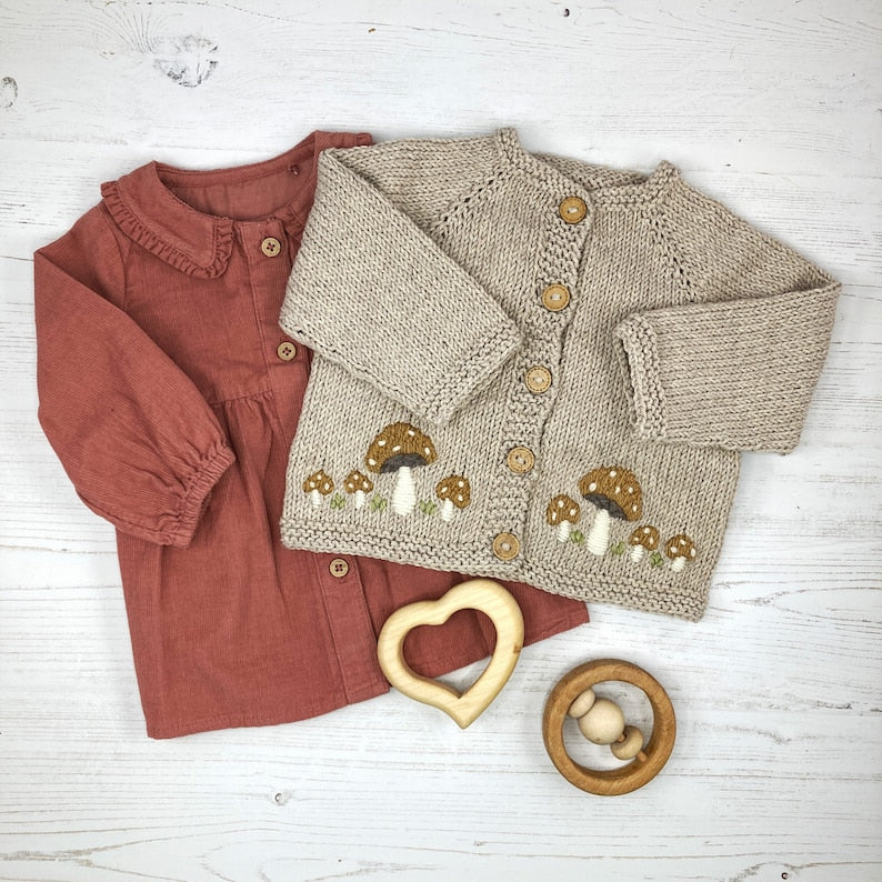 Mushroom Baby Cardigan Knitting Pattern
