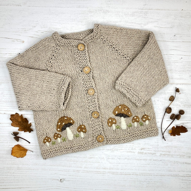Mushroom Baby Cardigan Knitting Pattern