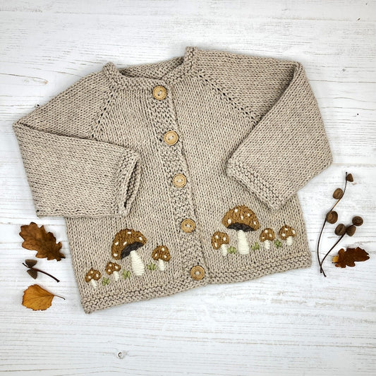 Mushroom Baby Cardigan Knitting Pattern