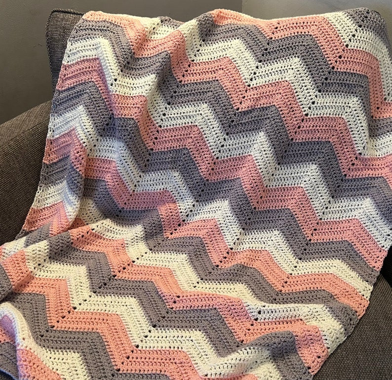 Blush Chevron Blanket Crochet Pattern