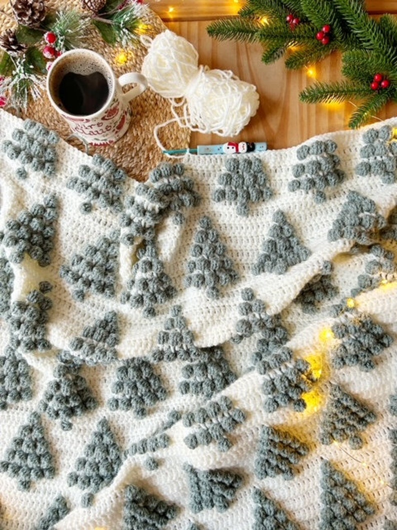 Snowy Trees Blanket Crochet Pattern
