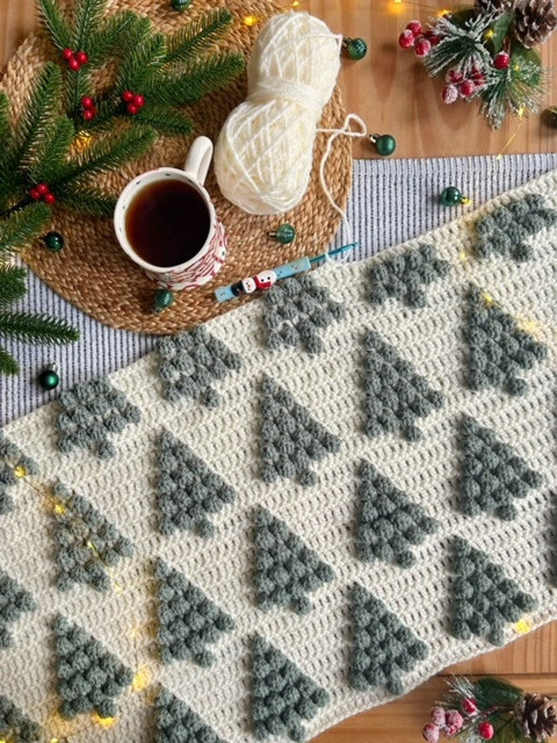 Snowy Trees Blanket Crochet Pattern