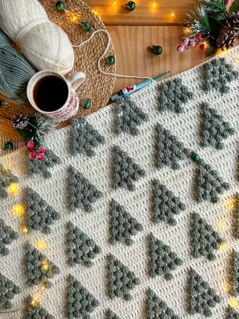 Snowy Trees Blanket Crochet Pattern
