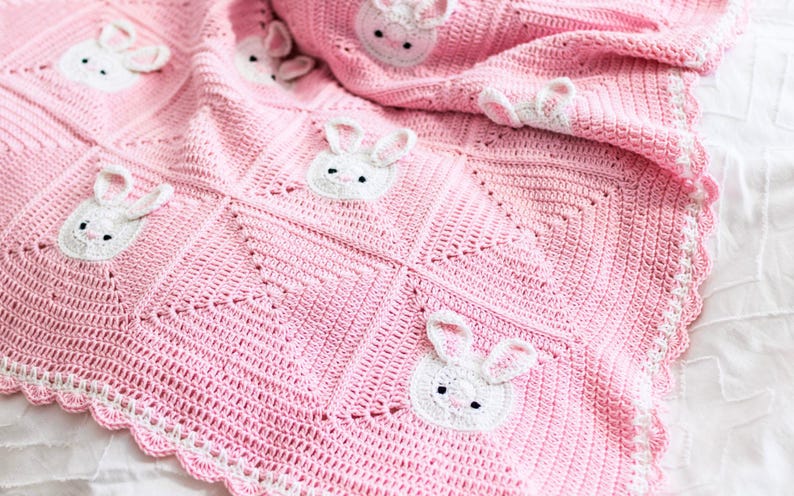 Cute Bunny Blanket Crochet Pattern