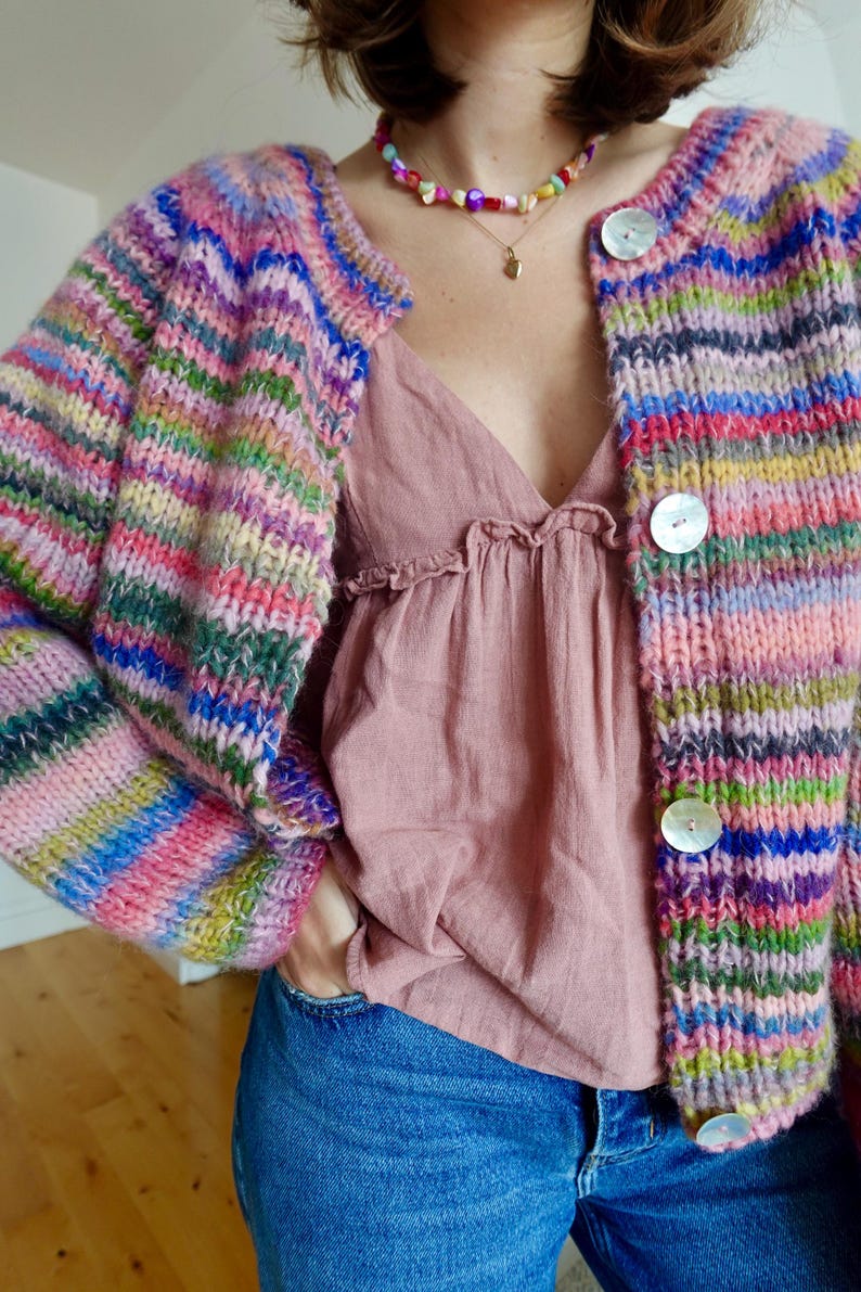Rainbow Cardigan Knitting Pattern