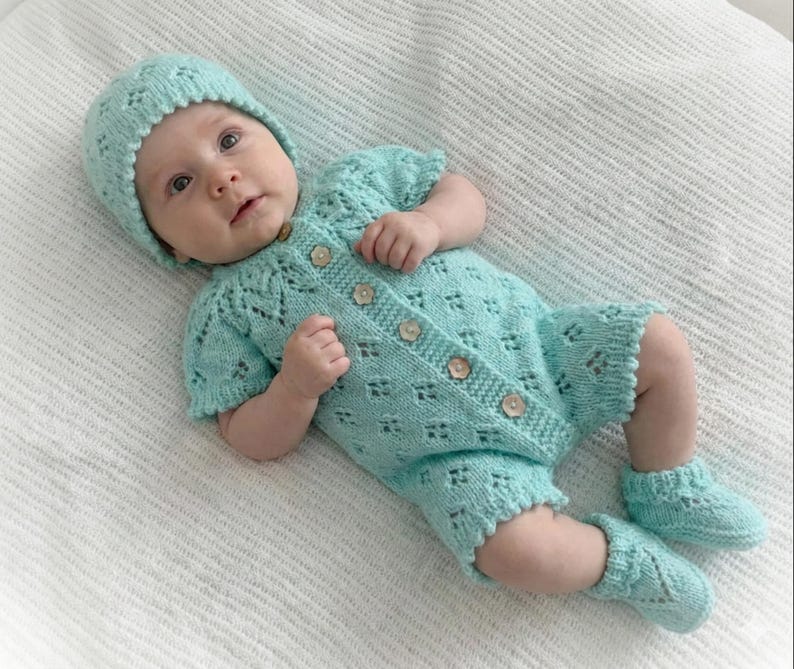White Lace Baby Set Knitting Pattern