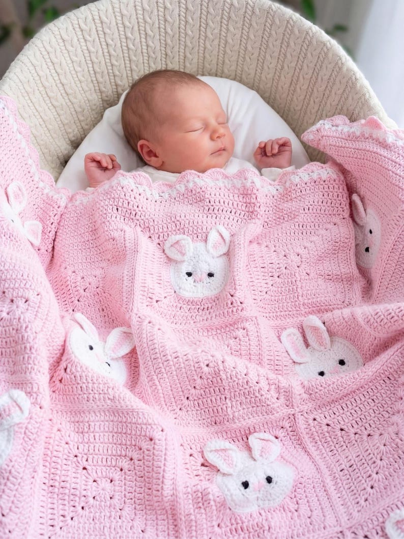 Cute Bunny Blanket Crochet Pattern