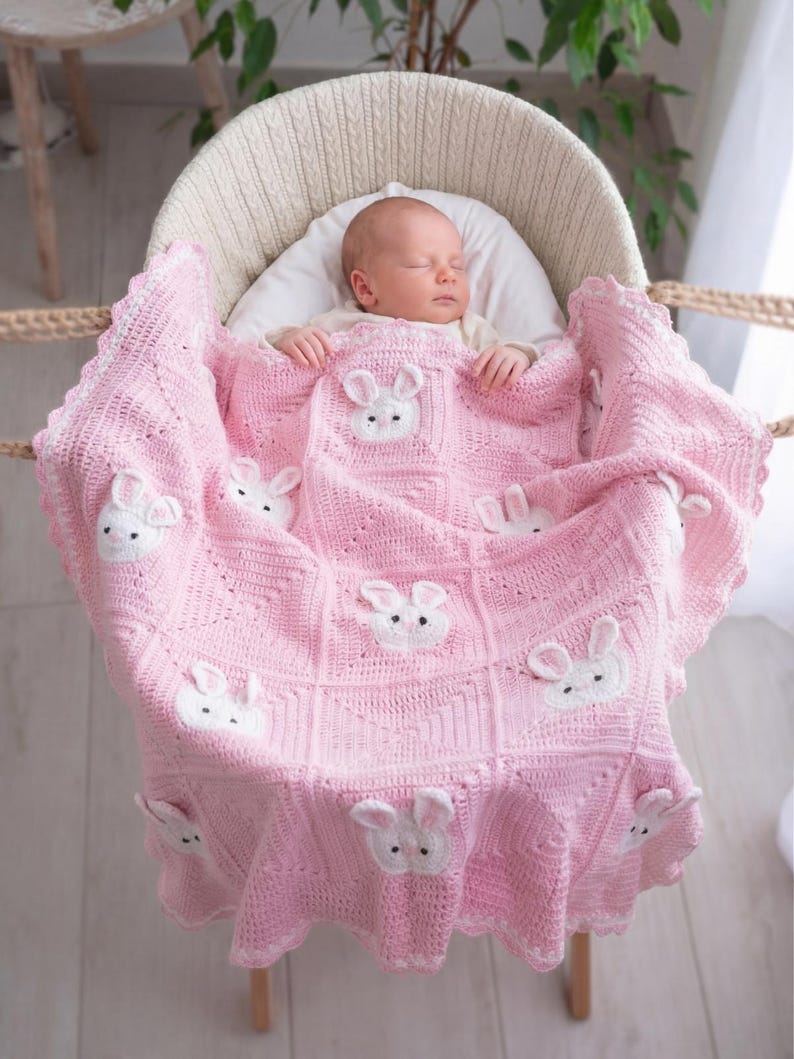 Cute Bunny Blanket Crochet Pattern